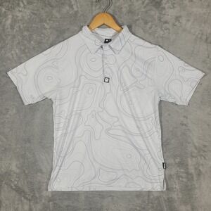 Greater Half Polo Shirt Mens Small White Geometric Print Golf Performance